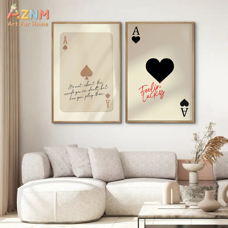 Retro Gaming Art - لوحة جدارية قماشية AZNM بتصميم آس
