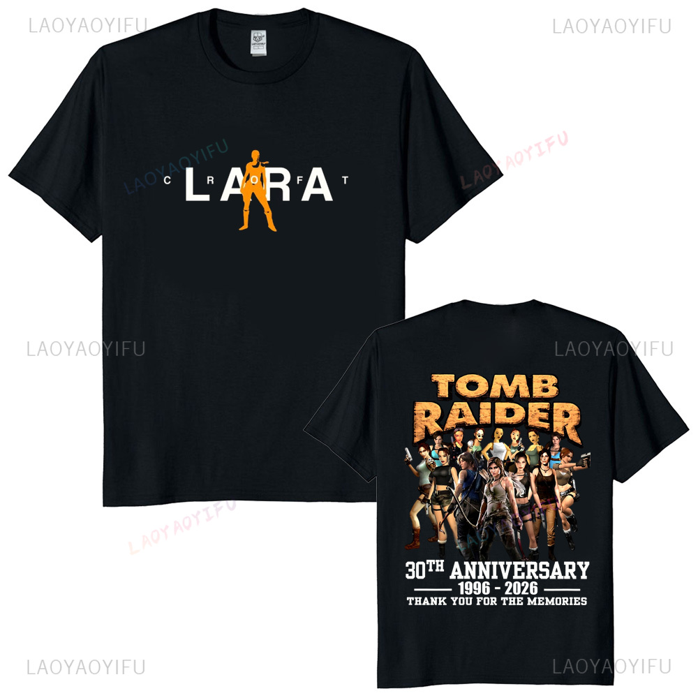 Retro Gaming T Shirt - تومب رايدر 30th الذكرى للجنسين خمر