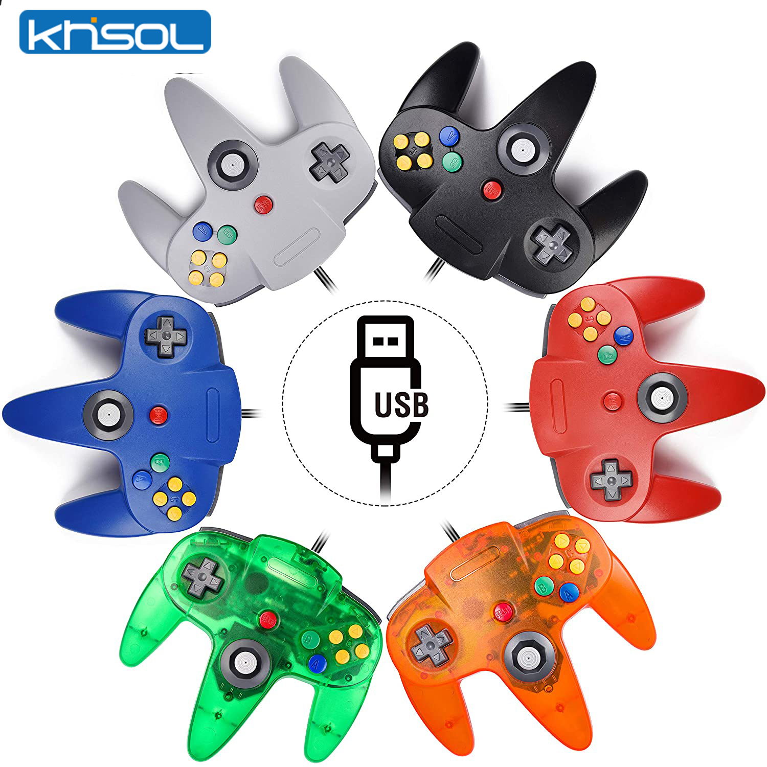 Retro Gaming Emulator Console - N64 تحكم كلاسيكي USB سلكي عن